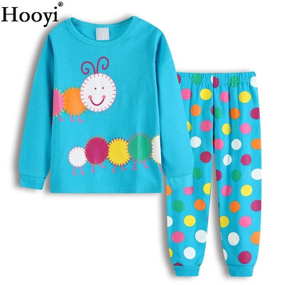 Haine Buburuza Fata Costume Broderie Bumbac Fete Pijamale Imprimate Copii Lenjerie de noapte Pijamale Desene Animate Tricou + Pantalon Set 2BUC