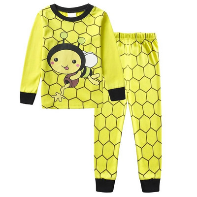 Haine Buburuza Fata Costume Broderie Bumbac Fete Pijamale Imprimate Copii Lenjerie de noapte Pijamale Desene Animate Tricou + Pantalon Set 2BUC