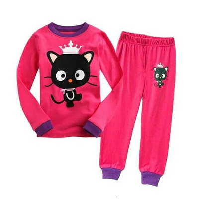 Haine Buburuza Fata Costume Broderie Bumbac Fete Pijamale Imprimate Copii Lenjerie de noapte Pijamale Desene Animate Tricou + Pantalon Set 2BUC