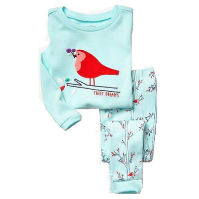 Haine Buburuza Fata Costume Broderie Bumbac Fete Pijamale Imprimate Copii Lenjerie de noapte Pijamale Desene Animate Tricou + Pantalon Set 2BUC