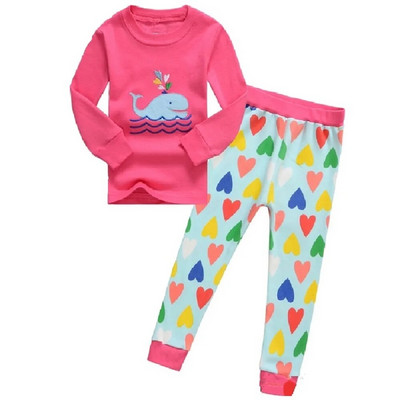 Haine Buburuza Fata Costume Broderie Bumbac Fete Pijamale Imprimate Copii Lenjerie de noapte Pijamale Desene Animate Tricou + Pantalon Set 2BUC