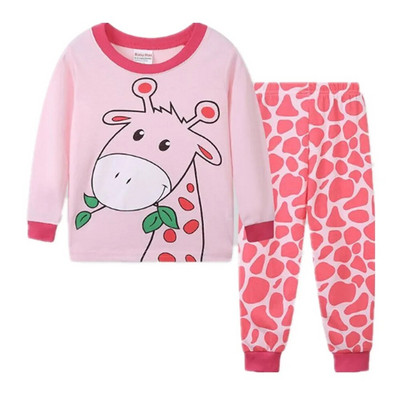 Haine Buburuza Fata Costume Broderie Bumbac Fete Pijamale Imprimate Copii Lenjerie de noapte Pijamale Desene Animate Tricou + Pantalon Set 2BUC