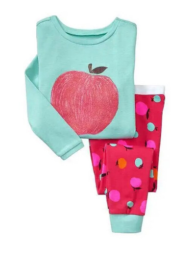 Haine Buburuza Fata Costume Broderie Bumbac Fete Pijamale Imprimate Copii Lenjerie de noapte Pijamale Desene Animate Tricou + Pantalon Set 2BUC