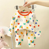 Pijamale de Crăciun pentru copii Set de îmbrăcăminte de iarnă pentru băieți, fete, topuri cu gâtul în formă de O + pantaloni lungi, pijamale pentru copii, urs din desene animate, pijamale pentru copii