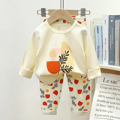 Pijamale de Crăciun pentru copii Set de îmbrăcăminte de iarnă pentru băieți, fete, topuri cu gâtul în formă de O + pantaloni lungi, pijamale pentru copii, urs din desene animate, pijamale pentru copii