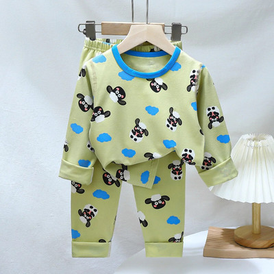 Pijamale de Crăciun pentru copii Set de îmbrăcăminte de iarnă pentru băieți, fete, topuri cu gâtul în formă de O + pantaloni lungi, pijamale pentru copii, urs din desene animate, pijamale pentru copii