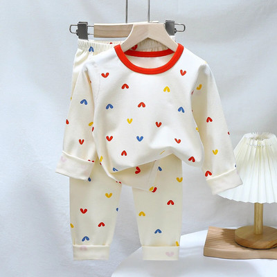 Pijamale de Crăciun pentru copii Set de îmbrăcăminte de iarnă pentru băieți, fete, topuri cu gâtul în formă de O + pantaloni lungi, pijamale pentru copii, urs din desene animate, pijamale pentru copii
