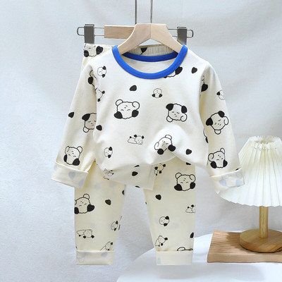 Pijamale de Crăciun pentru copii Set de îmbrăcăminte de iarnă pentru băieți, fete, topuri cu gâtul în formă de O + pantaloni lungi, pijamale pentru copii, urs din desene animate, pijamale pentru copii