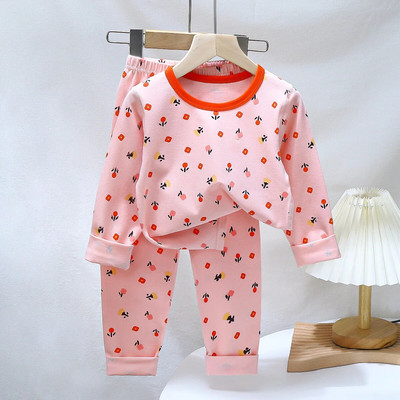 Pijamale de Crăciun pentru copii Set de îmbrăcăminte de iarnă pentru băieți, fete, topuri cu gâtul în formă de O + pantaloni lungi, pijamale pentru copii, urs din desene animate, pijamale pentru copii