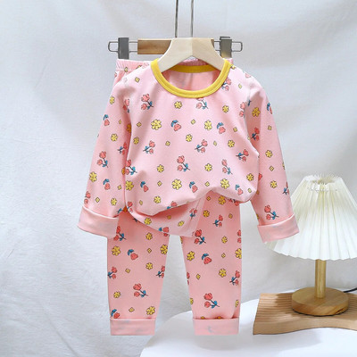 Pijamale de Crăciun pentru copii Set de îmbrăcăminte de iarnă pentru băieți, fete, topuri cu gâtul în formă de O + pantaloni lungi, pijamale pentru copii, urs din desene animate, pijamale pentru copii