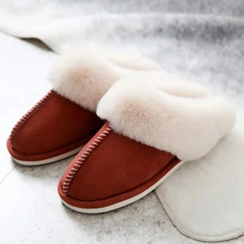 JIANBUDAN Λούτρινα ζεστά σπίτια επίπεδες παντόφλες Flock μαλακές άνετες χειμερινές παντόφλες Ανδρικά γυναικεία βαμβακερά παπούτσια Εσωτερικές βελούδινες παντόφλες