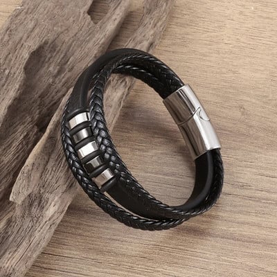 Brățară cu simbol al infinitului la modă clasică, cu cataramă magnetică, brățară cu farmec, brățară din piele, bijuterii casual pentru bărbați