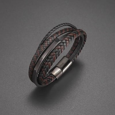 Brățară cu simbol al infinitului la modă clasică, cu cataramă magnetică, brățară cu farmec, brățară din piele, bijuterii casual pentru bărbați