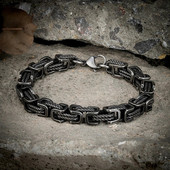 MKENDN Punk Brățări din oțel inoxidabil 316L, creativ, retro, oxidat, negru, geometric, bizantin, cu lanț, bijuterii pentru motociclete