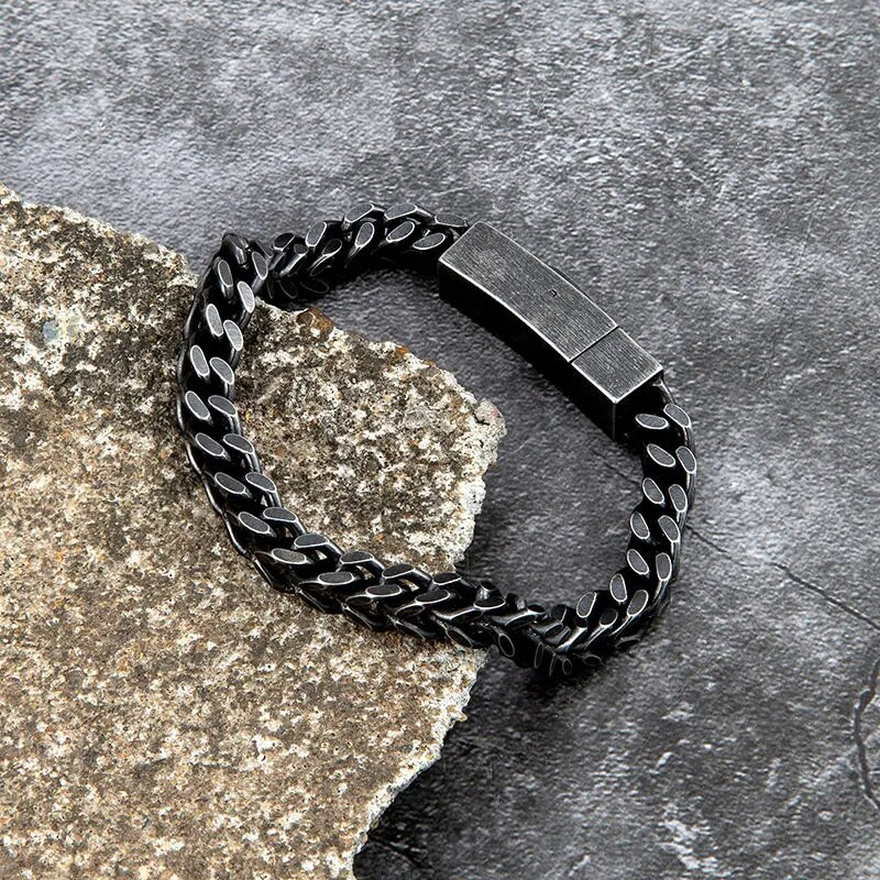 MKENDN Punk Retro Link lánckarkötők férfiaknak rozsdamentes acél négyzet alakú mágnes antik kocka lánc férfi Pulseira