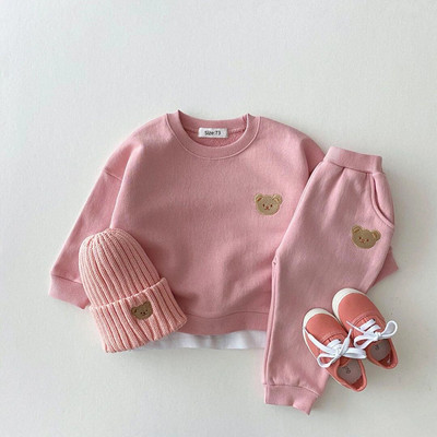 Korean Baby Clothes Suit Autumn New Baby Girls Clothes Suit Cub Embroidery Cute Baby Boys Sweatshirt Pants 2-piece Newborn Suit