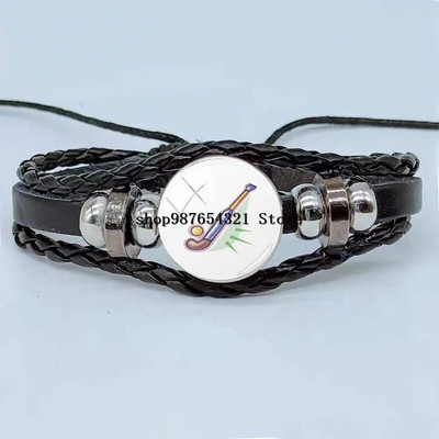 Bratara eleganta de hochei pe gheata stil retro silueta jucator de hochei bratara din sticla cabochon bijuterii sportive cadou barbati