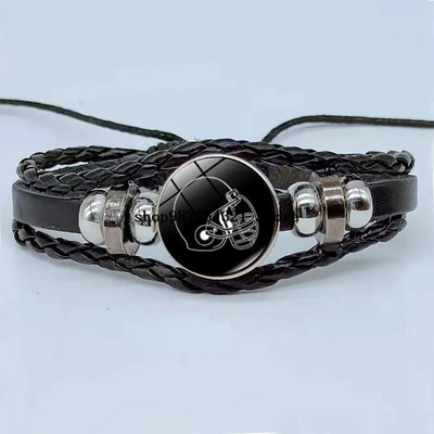 Bratara eleganta de hochei pe gheata stil retro silueta jucator de hochei bratara din sticla cabochon bijuterii sportive cadou barbati