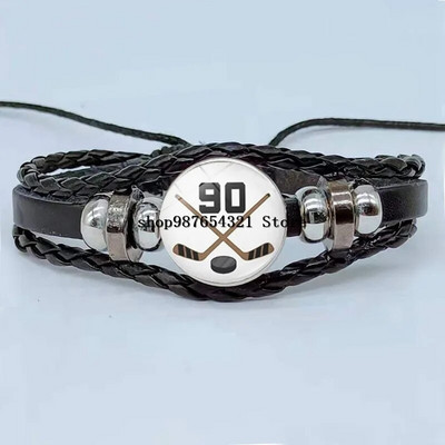 Bratara eleganta de hochei pe gheata stil retro silueta jucator de hochei bratara din sticla cabochon bijuterii sportive cadou barbati