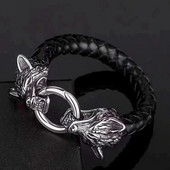 Wolf Head Kožna narukvica Muškarci Domineering Street Cool Modni nakit Muški vintage nordijski nakit Poklon