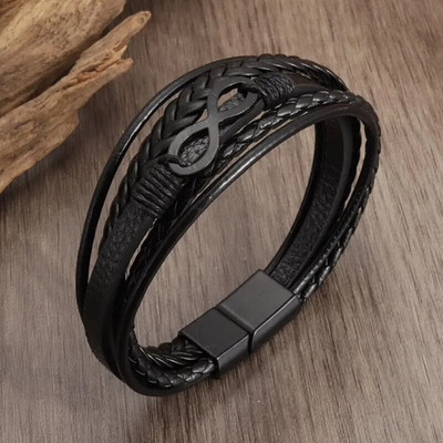 Brățară din piele împletită în două tonuri clasică cu un singur strat Brățări din metal cu închizătoare magnetică Bijuterii casual pentru bărbați.