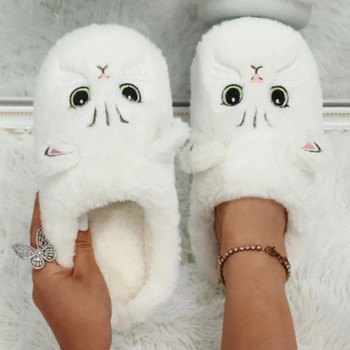 2023 Νέα μοντέρνα χαριτωμένα γάτα βελούδινα γούνινα παπούτσια για γυναίκες Φθινοπωρινές χειμερινές παντόφλες Παντόφλες εσωτερικού χώρου για το σπίτι Βαμβακερές παντόφλες