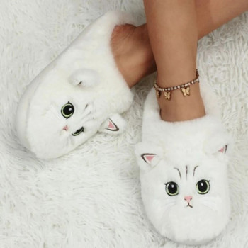 2023 Νέα μοντέρνα χαριτωμένα γάτα βελούδινα γούνινα παπούτσια για γυναίκες Φθινοπωρινές χειμερινές παντόφλες Παντόφλες εσωτερικού χώρου για το σπίτι Βαμβακερές παντόφλες