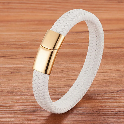 XQNI Classic Timeless 3 culori buton din oțel inoxidabil Brățară din piele pentru bărbați 6 culori selecție Cadou de lux Dimensiuni DIY Logo sculptat