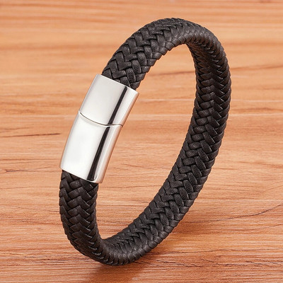 XQNI Classic Timeless 3 culori buton din oțel inoxidabil Brățară din piele pentru bărbați 6 culori selecție Cadou de lux Dimensiuni DIY Logo sculptat