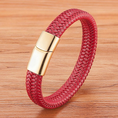 XQNI Classic Timeless 3 culori buton din oțel inoxidabil Brățară din piele pentru bărbați 6 culori selecție Cadou de lux Dimensiuni DIY Logo sculptat