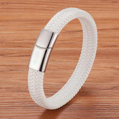 XQNI Classic Timeless 3 culori buton din oțel inoxidabil Brățară din piele pentru bărbați 6 culori selecție Cadou de lux Dimensiuni DIY Logo sculptat