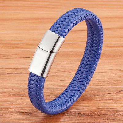 XQNI Classic Timeless 3 culori buton din oțel inoxidabil Brățară din piele pentru bărbați 6 culori selecție Cadou de lux Dimensiuni DIY Logo sculptat