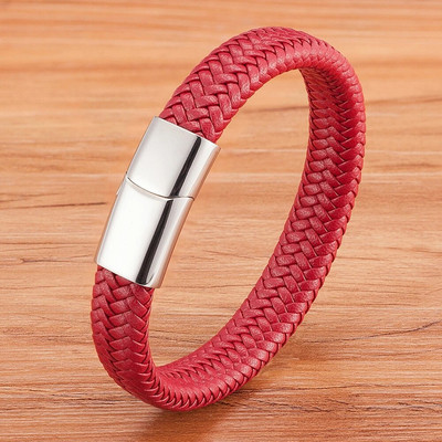 XQNI Classic Timeless 3 culori buton din oțel inoxidabil Brățară din piele pentru bărbați 6 culori selecție Cadou de lux Dimensiuni DIY Logo sculptat