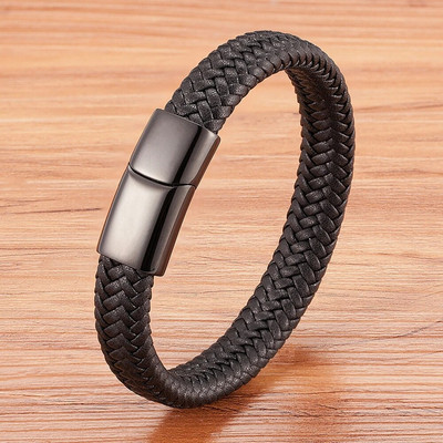 XQNI Classic Timeless 3 culori buton din oțel inoxidabil Brățară din piele pentru bărbați 6 culori selecție Cadou de lux Dimensiuni DIY Logo sculptat