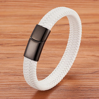 XQNI Classic Timeless 3 culori buton din oțel inoxidabil Brățară din piele pentru bărbați 6 culori selecție Cadou de lux Dimensiuni DIY Logo sculptat