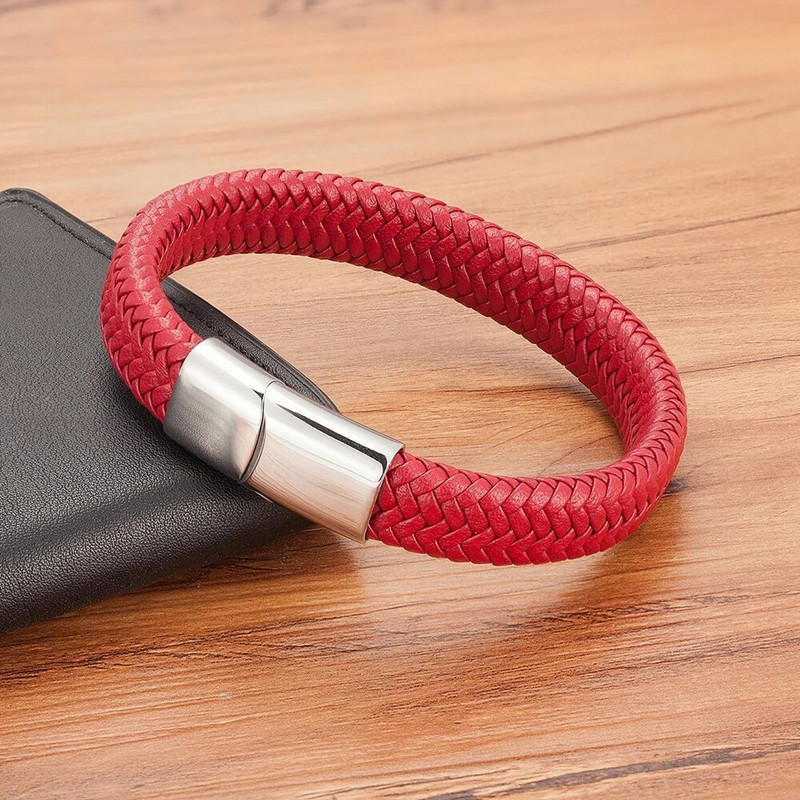 XQNI Classic Timeless 3 culori buton din oțel inoxidabil Brățară din piele pentru bărbați 6 culori selecție Cadou de lux Dimensiuni DIY Logo sculptat
