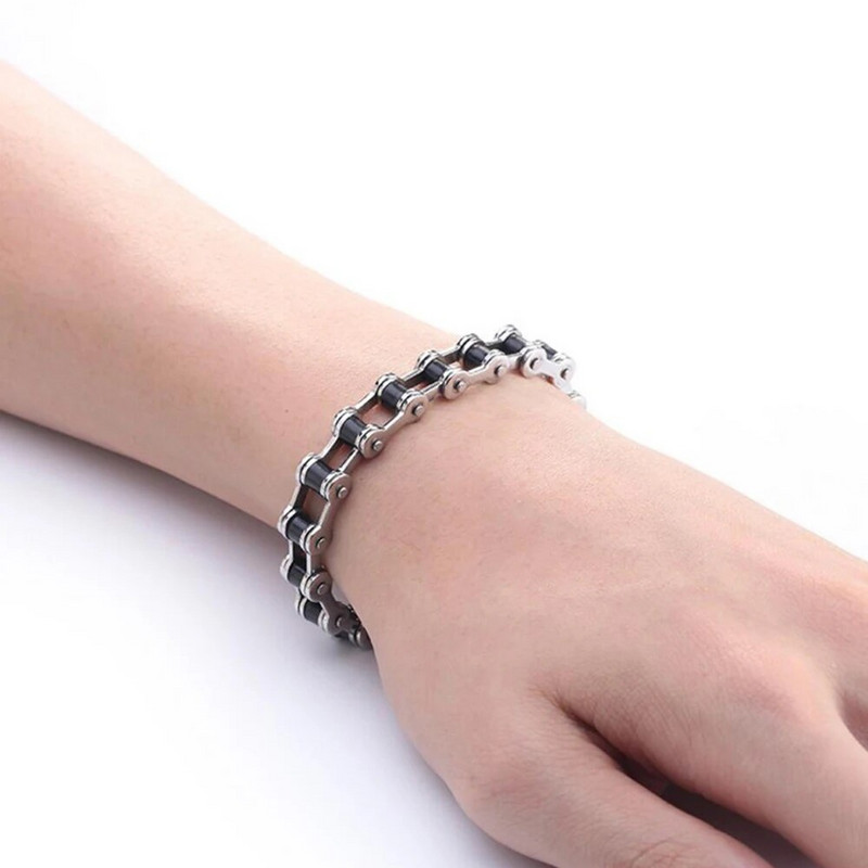 Kiváló minőségű rozsdamentes acél motoros karkötő férfi motorlánc Punk rock férfi karkötő motoros kerékpár karkötő férfiaknak