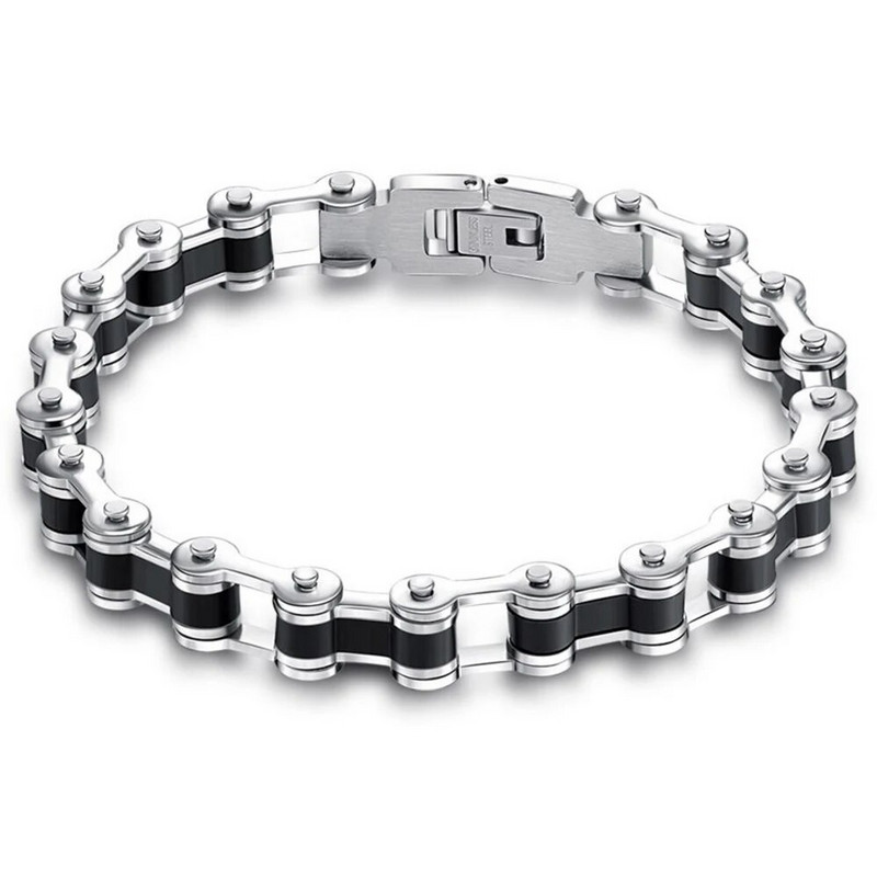 Kiváló minőségű rozsdamentes acél motoros karkötő férfi motorlánc Punk rock férfi karkötő motoros kerékpár karkötő férfiaknak