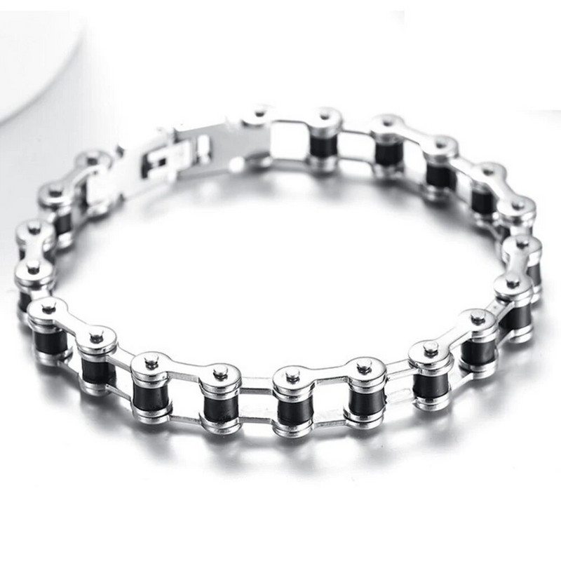 Kiváló minőségű rozsdamentes acél motoros karkötő férfi motorlánc Punk rock férfi karkötő motoros kerékpár karkötő férfiaknak