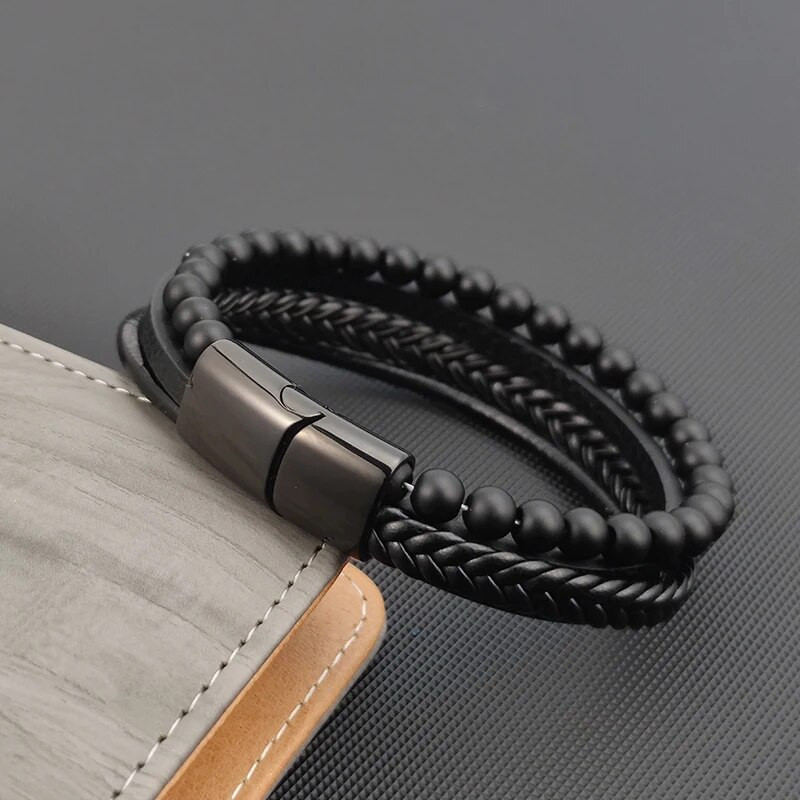 2022 Charm de lux Brățară din oțel inoxidabil pentru bărbați din piatră naturală.