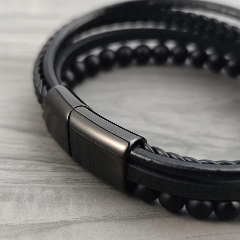 2022 Charm de lux Brățară din oțel inoxidabil pentru bărbați din piatră naturală.
