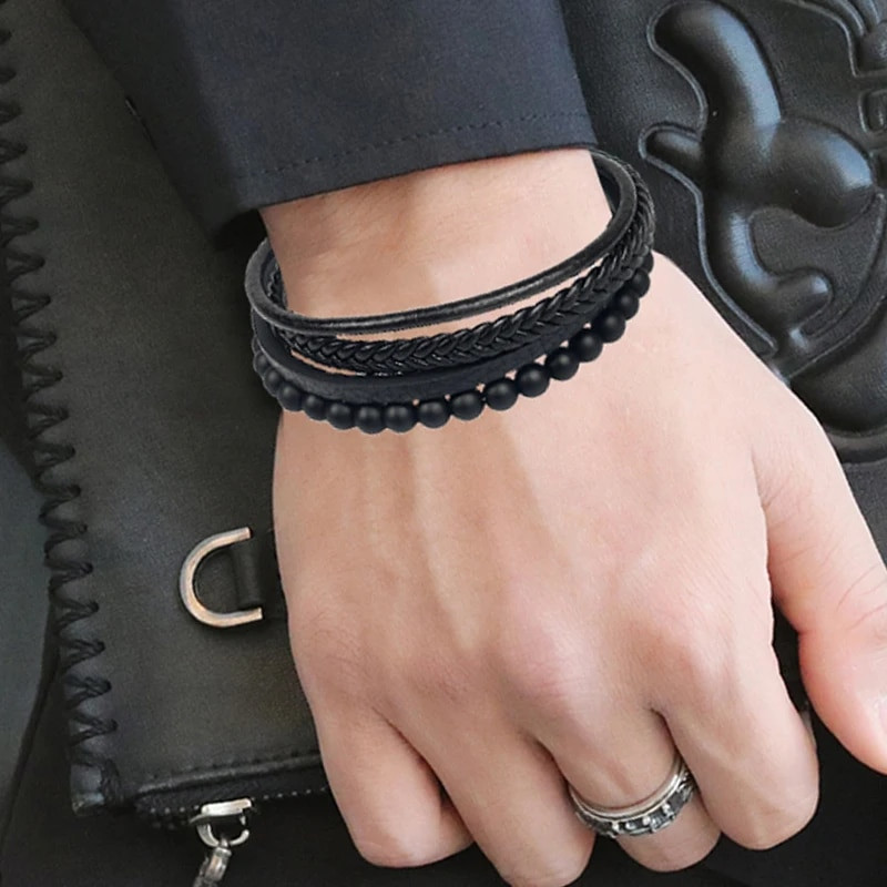 2022 Charm de lux Brățară din oțel inoxidabil pentru bărbați din piatră naturală.