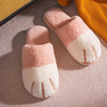 Зимна къща Памучни чехли Топли кожени обувки Удобни сладки, прекрасна анимационна котка Вътрешна спалня Жени Мъже Любители Космати пързалки
