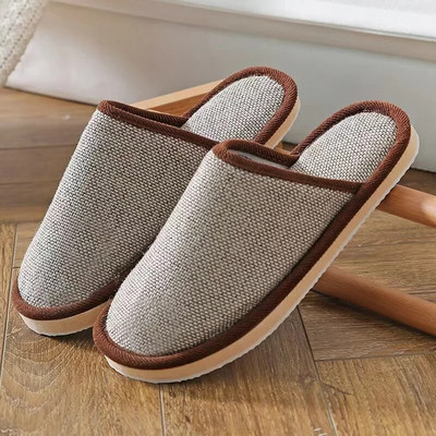 LEEMEIMEI Natural Flax Παντόφλες Σπιτιού Παπούτσια εσωτερικού δαπέδου Αθόρυβα ιδρώτα παντόφλες για το καλοκαίρι Γυναικεία σανδάλια Παντόφλες 37-43