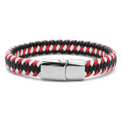 Uus mitmevärviline kangast nahast käevõru meeste roostevabast terasest magnetklamber, meeste naiste võlu käevõrud, kingitused meestele hulgimüük