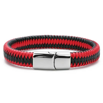 Uus mitmevärviline kangast nahast käevõru meeste roostevabast terasest magnetklamber, meeste naiste võlu käevõrud, kingitused meestele hulgimüük