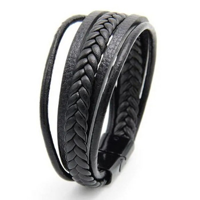 ZOSHI Brățări din piele de culoare albastră împletită pentru bărbați Bandă de braț Heren Brățări din piele naturală la modă cu cataramă magnetică