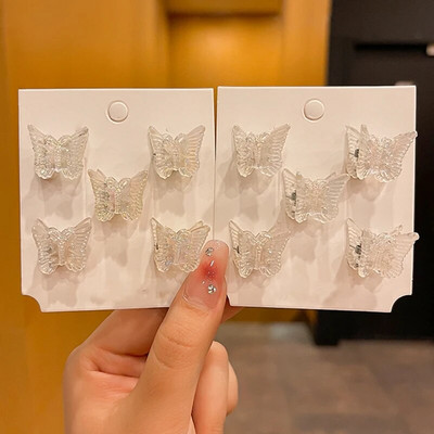 Mielos plaukų letenėlės, mielos, šaunios, mažos drugelio gėlės griebtuvas, pintos segtukai mergaitei, mielos permatomos, mini plaukų krabų spaustukai.