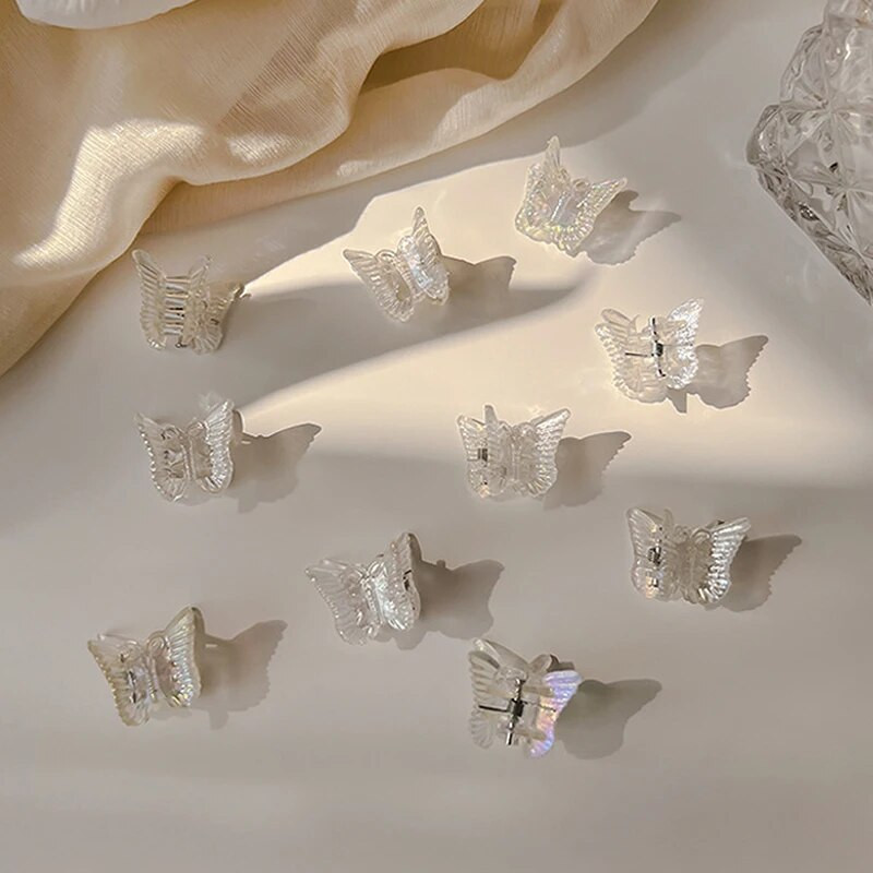 Mielos plaukų letenėlės, mielos, šaunios, mažos drugelio gėlės griebtuvas, pintos segtukai mergaitei, mielos permatomos, mini plaukų krabų spaustukai.