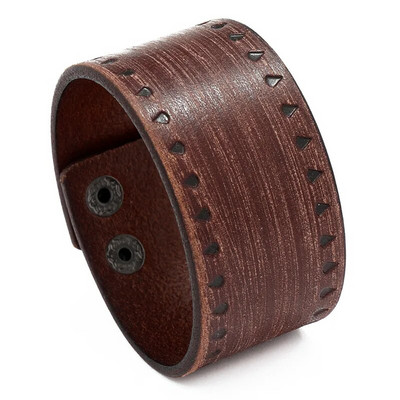 ZORCVENS Brățară Punk din piele naturală nouă pentru bărbați Brățări late vintage Wrap Bijuterii la modă pentru femei și bărbați